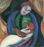 Franz Marc  - Bilder Gemälde - Mädchen mit Katze II