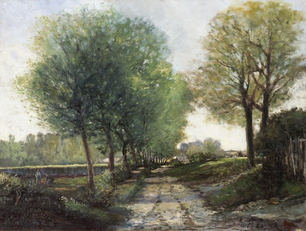 Alfred Sisley  - Bilder Gemälde - Baumallee bei einem Städtchen