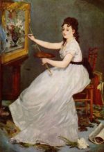 Edouard Manet - Bilder Gemälde - Portrait der Eva Gonzales im Atelier Manets