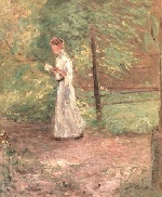 Fritz von Uhde - Bilder Gemälde - Die Frau des Künstlers im Garten