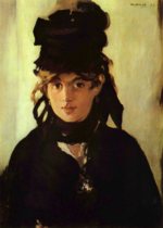 Edouard Manet  - Peintures - Portrait de Berthe Morisot avec bouquet de violettes