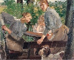 Fritz von Uhde  - Bilder Gemälde - Die Töchter des Künstlers im Garten