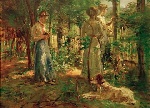 Fritz von Uhde  - Bilder Gemälde - Drei Mädchen im Garten