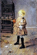 Fritz von Uhde  - Bilder Gemälde - Kind mit Puppe
