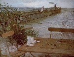 Fritz von Uhde  - Bilder Gemälde - Landungssteg am Starnberger See