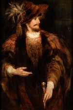 Bild:Porträt eines Schauspielers mit federgschmücktem Hut