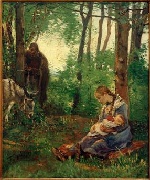 Fritz von Uhde  - Bilder Gemälde - Ruhe auf der Flucht (Rast im Walde)