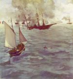 Edouard Manet  - Bilder Gemälde - Schlacht zwischen der Kearsarge und der Alabama