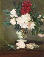 Edouard Manet  - Bilder Gemälde - Stielleben, Vase mit Pfingstenrosen