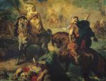 Theodore Chasseriau - Bilder Gemälde - Arab Tribal Chiefs in Single Combat, under the Ramparts of a Town