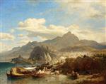 Andreas Achenbach  - paintings - A Busy Town on the Levantine Coast
