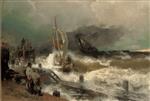 Andreas Achenbach  - paintings - A Fishing Boat and a Steamer in Rough Seas