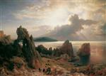 Andreas Achenbach - Bilder Gemälde - An der Küste von Capri