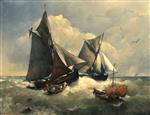 Andreas Achenbach - Bilder Gemälde - At Sea in Rough Waters