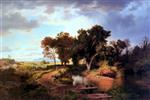 Andreas Achenbach - Bilder Gemälde - Autumn Morning In The Pontine Marshes