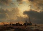 Andreas Achenbach - Bilder Gemälde - Der Strand von Scheveningen