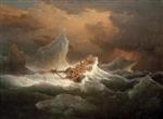 Andreas Achenbach  - paintings - Der Untergang der President