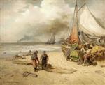 Andreas Achenbach - Bilder Gemälde - Die Fischer am Strand