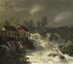 Andreas Achenbach - Bilder Gemälde - Die Wasserfälle von Trollhättan in Schweden
