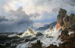 Andreas Achenbach  - Bilder Gemälde - Ein Seesturm an der norwegischen Küste