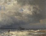 Andreas Achenbach  - Bilder Gemälde - Fischerboot in stürmischer See