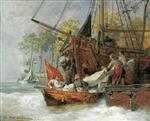 Andreas Achenbach  - Bilder Gemälde - Hafeneinfahrt bei stürmischer See
