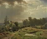 Andreas Achenbach  - Bilder Gemälde - Hügelige Landschaft mit heraufziehendem Gewitter