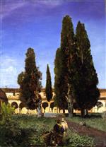 Andreas Achenbach  - Bilder Gemälde - Italian Cloister Garden