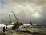 Andreas Achenbach  - Bilder Gemälde - Küstenfischer bei stürmischer See