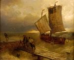Andreas Achenbach  - Bilder Gemälde - Landing of fishing boats