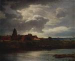 Andreas Achenbach  - Bilder Gemälde - Landschaft mit Fluss
