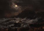 Andreas Achenbach  - Bilder Gemälde - Norwegian Coast by Moonlight