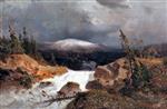 Andreas Achenbach  - Bilder Gemälde - Norwegian Mountain Landscape with a Mountain Torrent