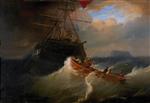 Andreas Achenbach  - Bilder Gemälde - Retrieving the stern boat