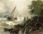 Andreas Achenbach  - Bilder Gemälde - Return to the Harbor in Rough Seas