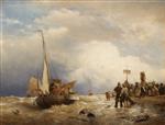 Andreas Achenbach  - Bilder Gemälde - Rückkehr der Fischerboote auf stürmischer See