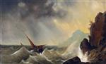 Andreas Achenbach  - Bilder Gemälde - Schiff in stürmischer See