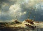 Andreas Achenbach  - Bilder Gemälde - Ships in a Storm on the Dutch Coast