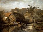 Andreas Achenbach  - Bilder Gemälde - Westfälische Wassermühle