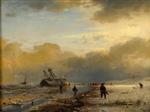 Andreas Achenbach  - Bilder Gemälde - Winter on the Dutch Coast