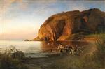 Oswald Achenbach - Bilder Gemälde - Abendstimmung an der italienischen Küste