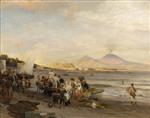 Oswald Achenbach - Bilder Gemälde - Am Strand von Neapel