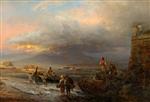 Oswald Achenbach - Bilder Gemälde - Bay of Naples with a View of Mount Vesuvius