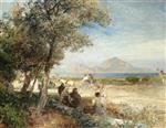 Oswald Achenbach - Bilder Gemälde - Blick auf den Golf von Neapel