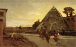 Oswald Achenbach - Bilder Gemälde - Cestius-Pyramide