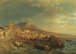 Oswald Achenbach  - Bilder Gemälde - Die Bucht von Neapel