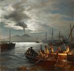 Oswald Achenbach  - Bilder Gemälde - Fischer im Golf von Neapel