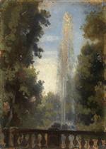 Oswald Achenbach  - Bilder Gemälde - Fountain in Frascati