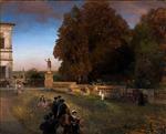 Oswald Achenbach  - Bilder Gemälde - Im Park der Villa Borghese
