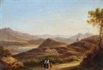 Oswald Achenbach  - Bilder Gemälde - Lago di Agnano bei Neapel mit Blick auf den Vesuv